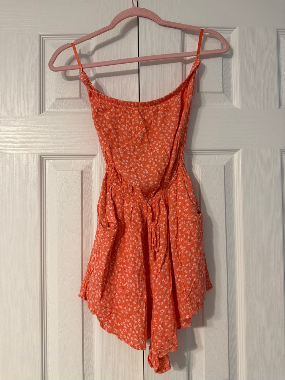 Orange Floral Tie-Waist Romper